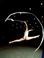 Miki Komori Asian shows grace and flexibility in gymnastics moves