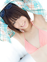Mayu Kamiya Asian takes juicy titties out of bra to enjoy sun